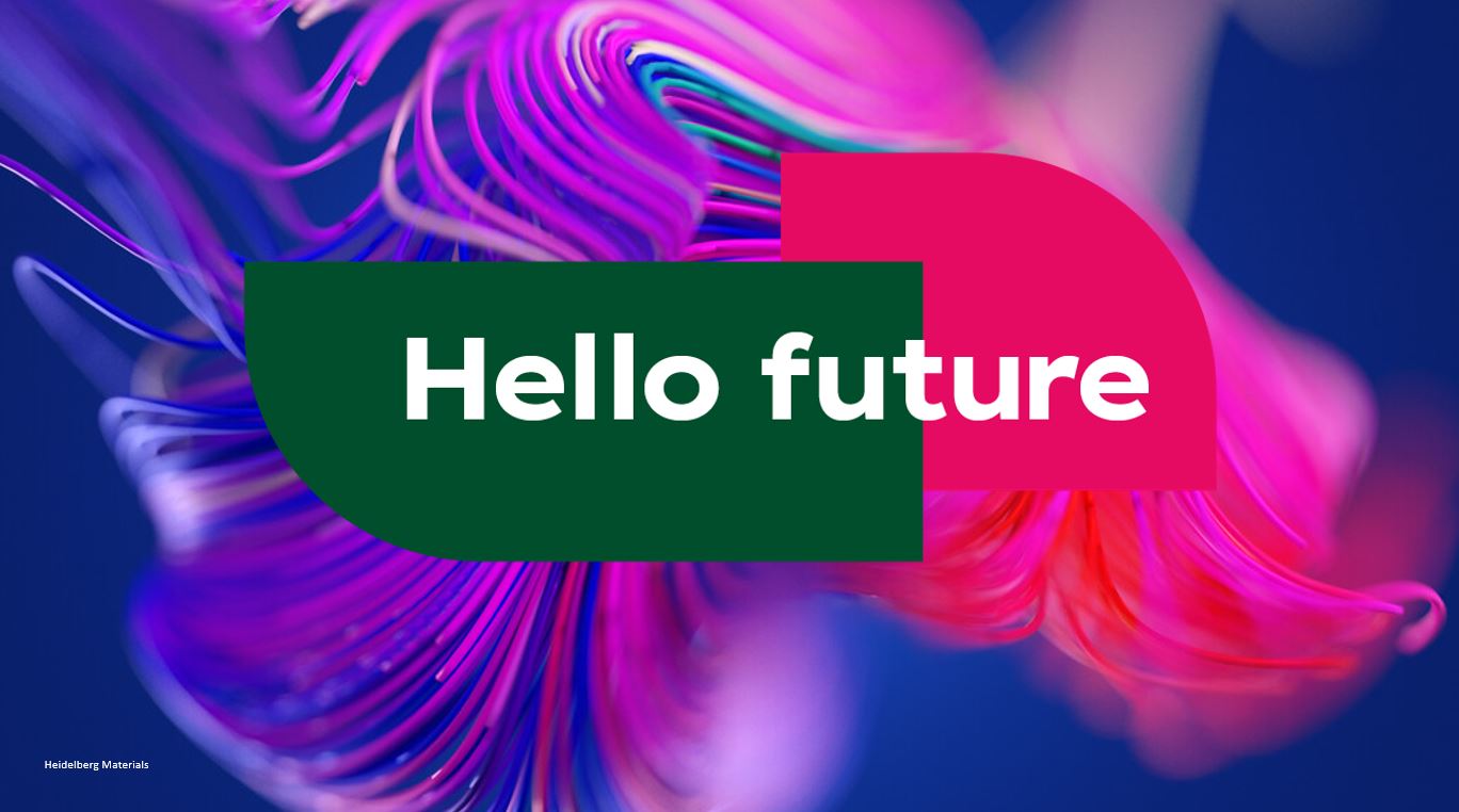 Hello future in serif font with a colourful background